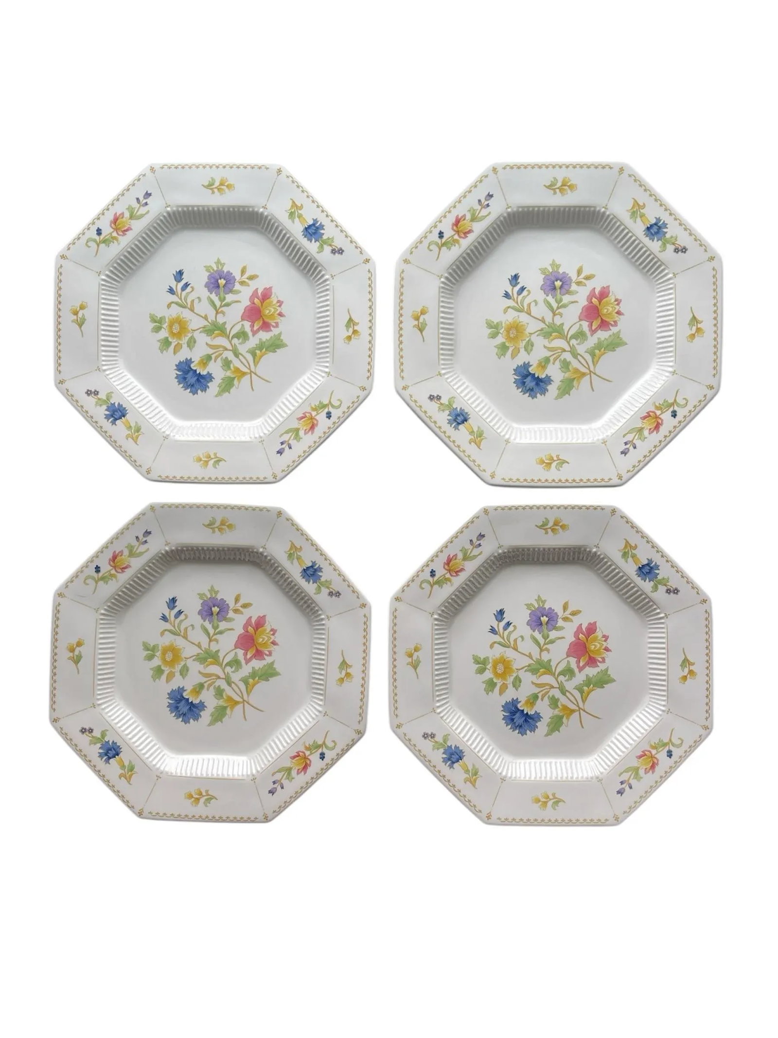 Vintage Nikko Classic Collection Magenta Octagon Ironstone Dinner Plates With Floral Design - 12 Pie - 4