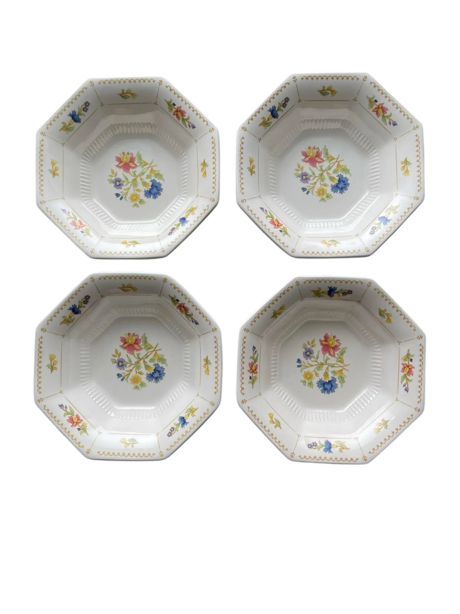 Vintage Nikko Classic Collection Magenta Octagon Ironstone Dinner Plates With Floral Design - 12 Pie - 6