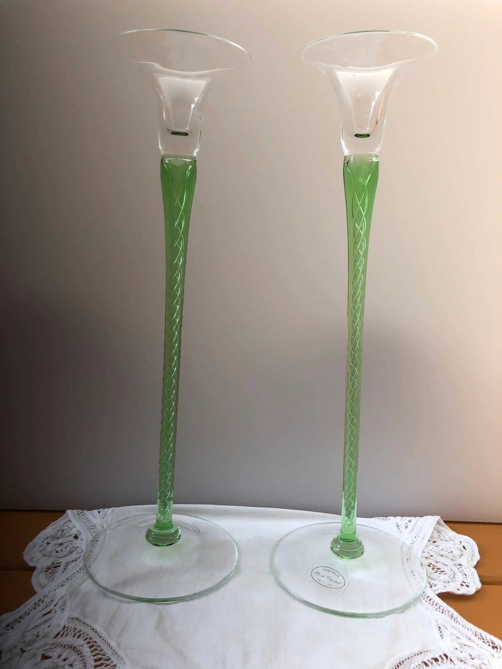 Hungarian Crystal Candlesticks - a Pair - 10