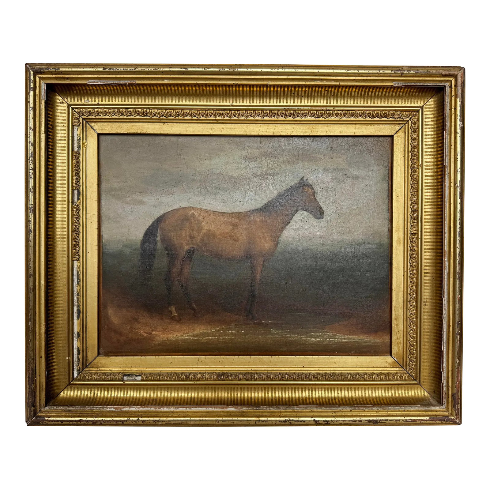 Antique 19th Century Equestrian Portrait Oil on Canvas in Period Gilt Frame (1 of 12)