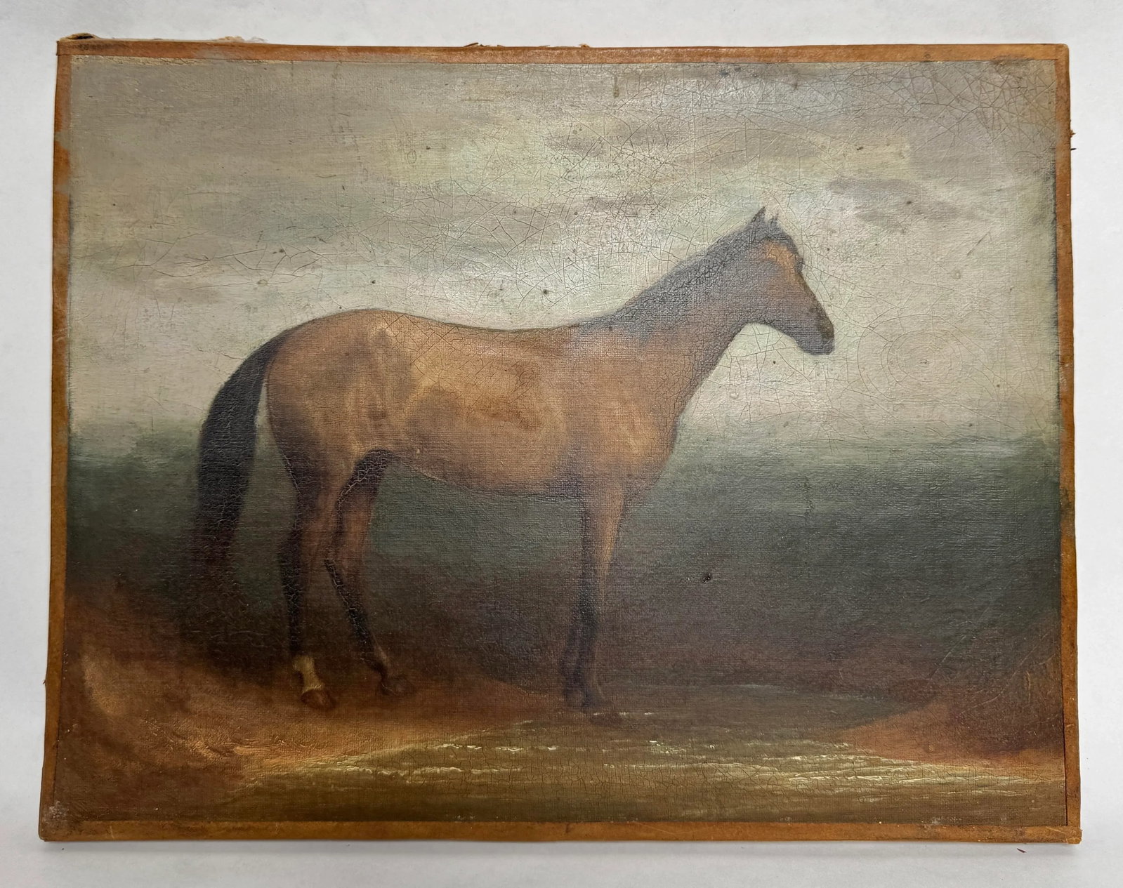 Antique 19th Century Equestrian Portrait Oil on Canvas in Period Gilt Frame - 4