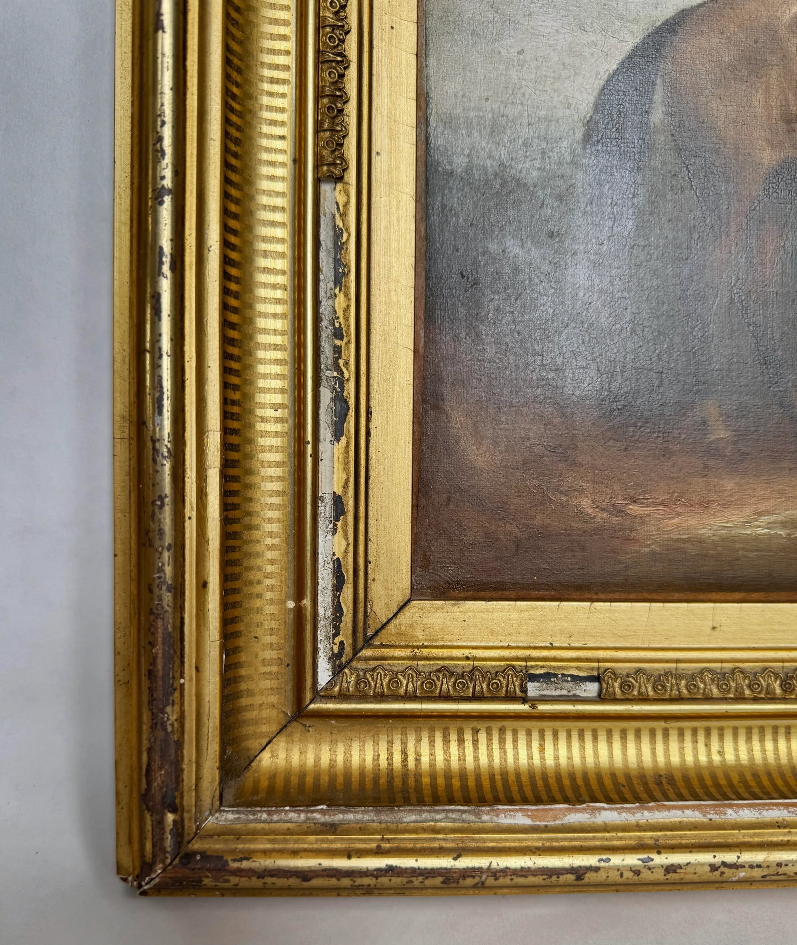 Antique 19th Century Equestrian Portrait Oil on Canvas in Period Gilt Frame - 7