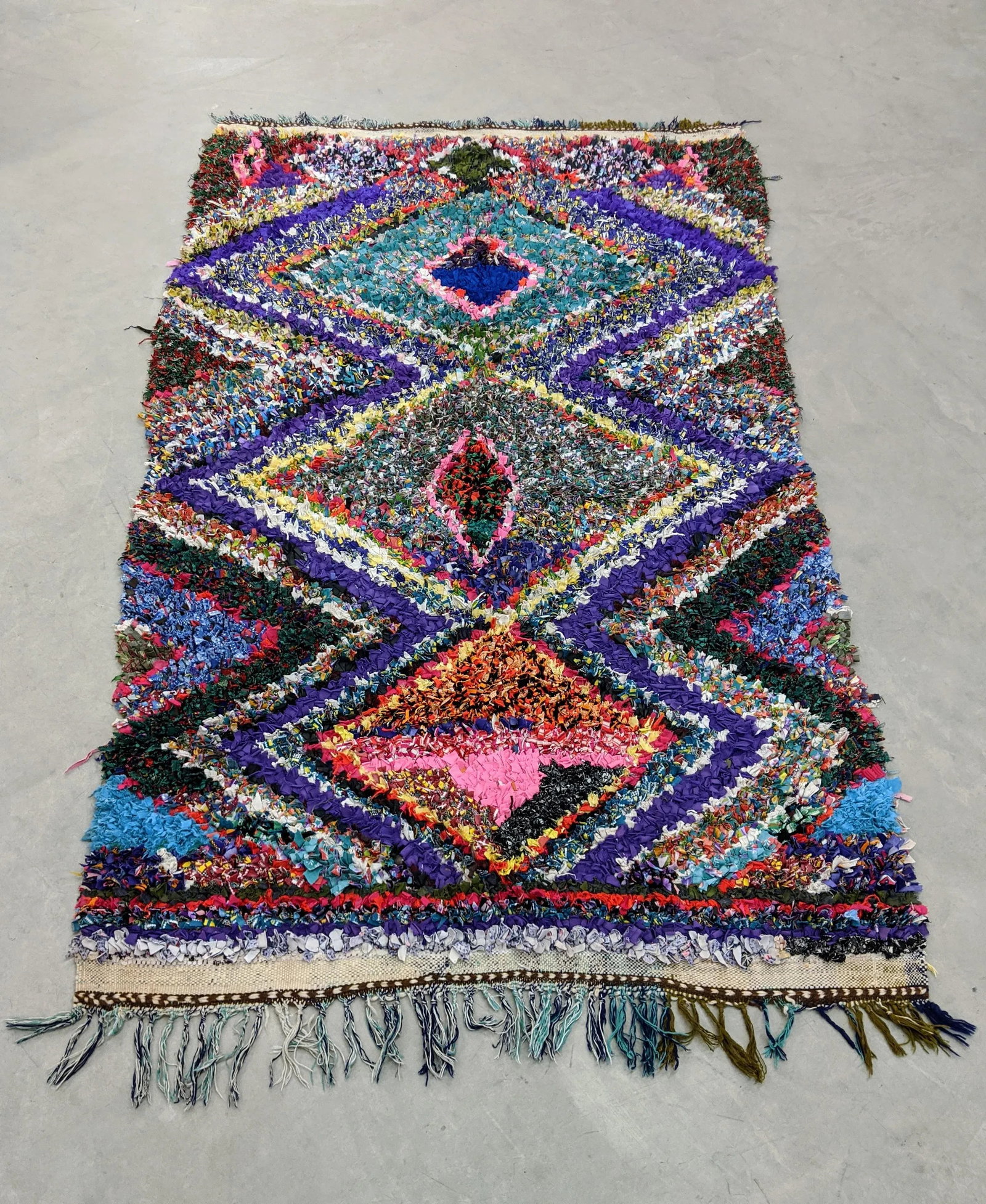 Vintage Moroccan Boucherouite Rug - 11