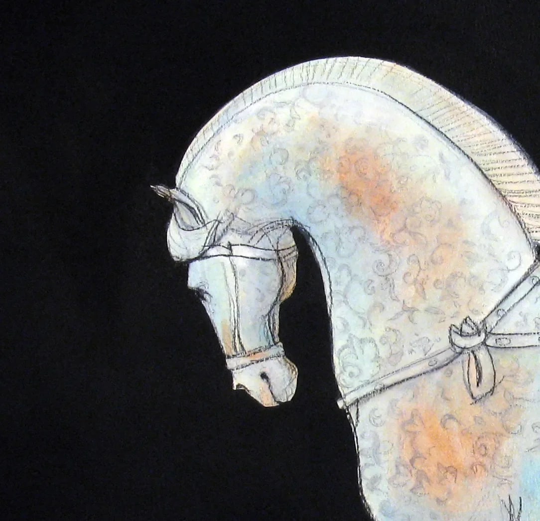Tang Blue Scroll II - Work on Paper - 2