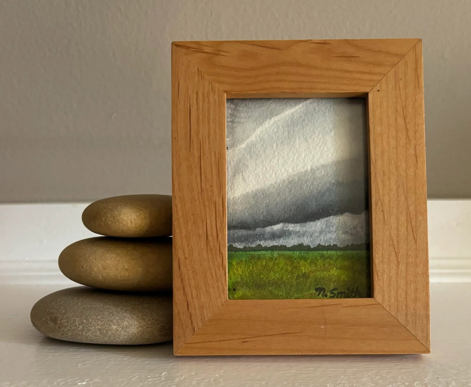 Miniature Landscape Original Watercolor Painting Signed and Framed - 2