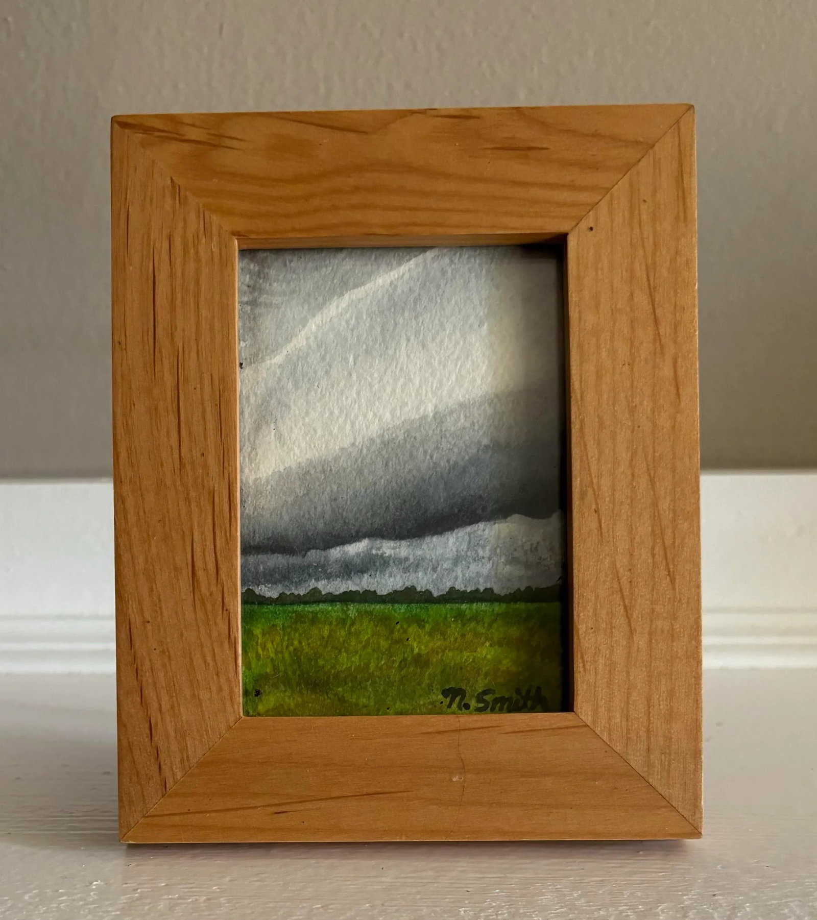Miniature Landscape Original Watercolor Painting Signed and Framed - 3