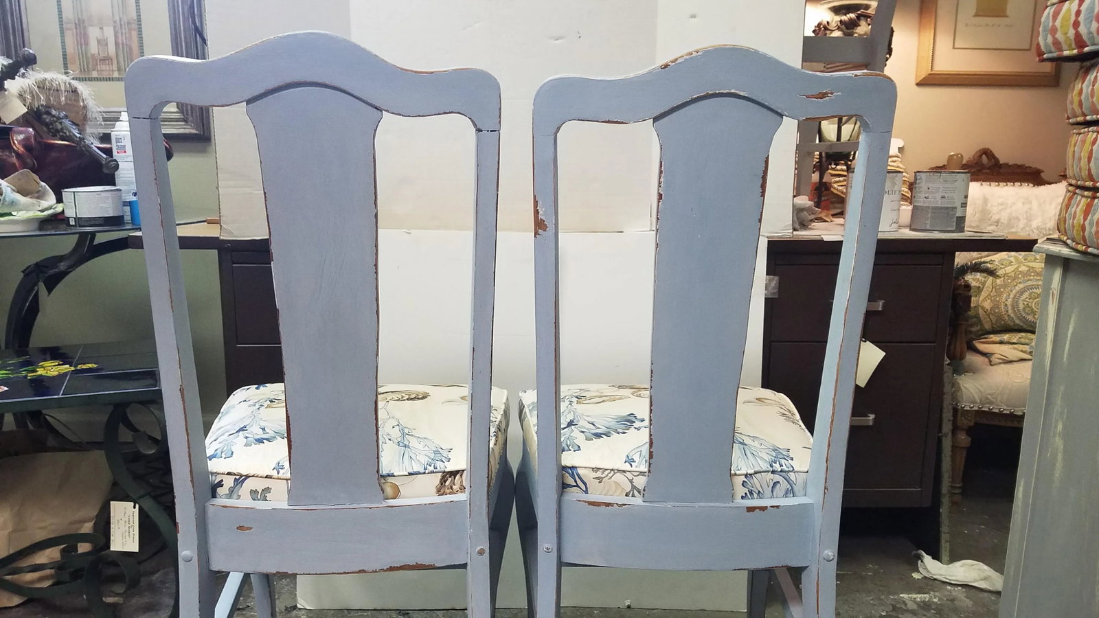 Painted Antique Chairs- a Pair - 9