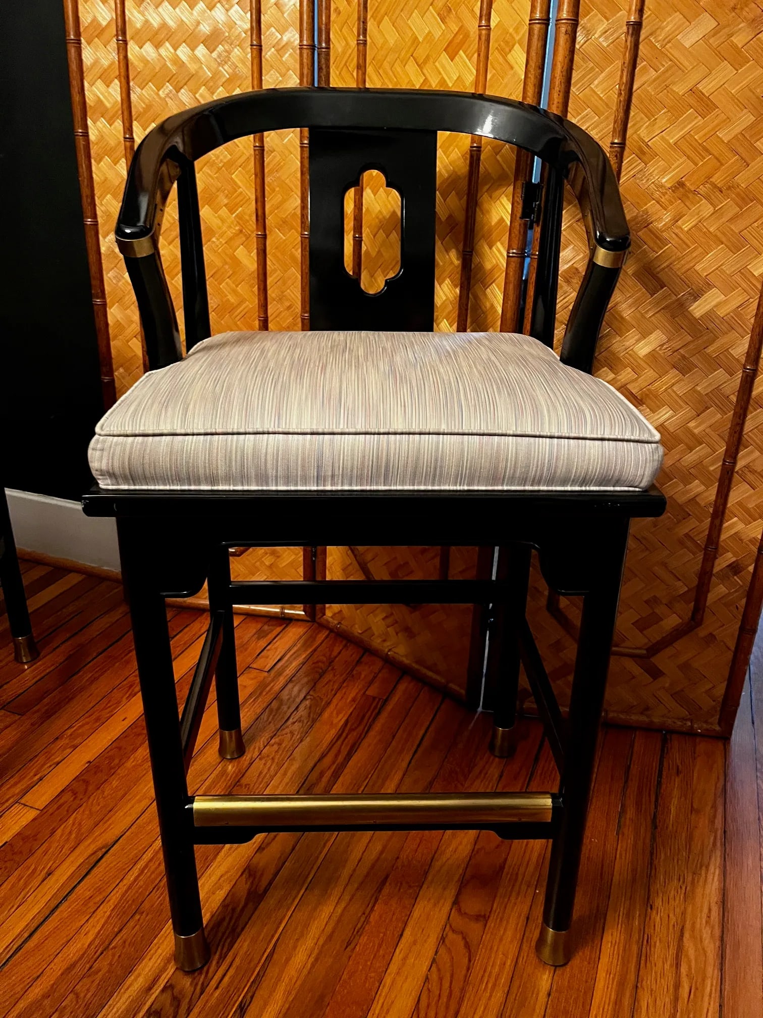 James Mont Century Black Lacquer 'Ming' Bar Stools - A Pair - 11