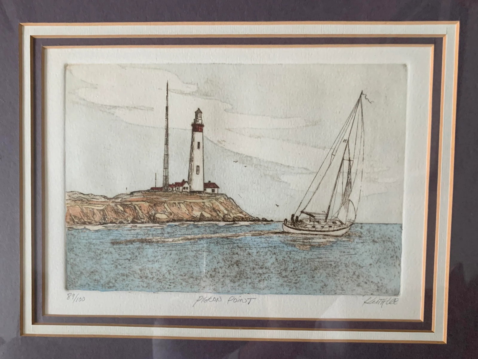Vintage Seascape Print by Keith Lee, Signed - 2