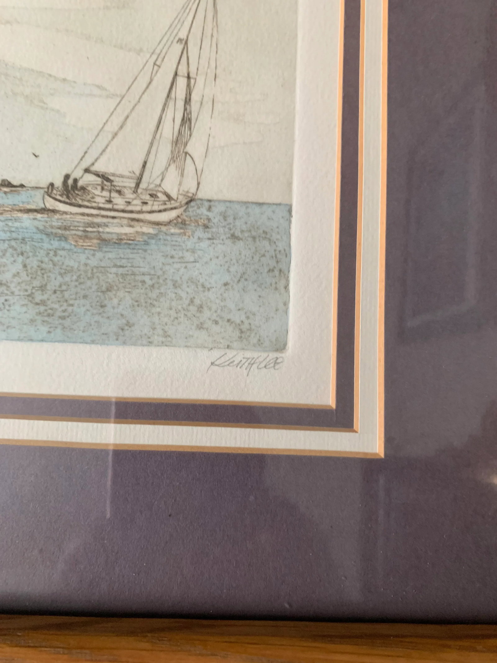 Vintage Seascape Print by Keith Lee, Signed - 3