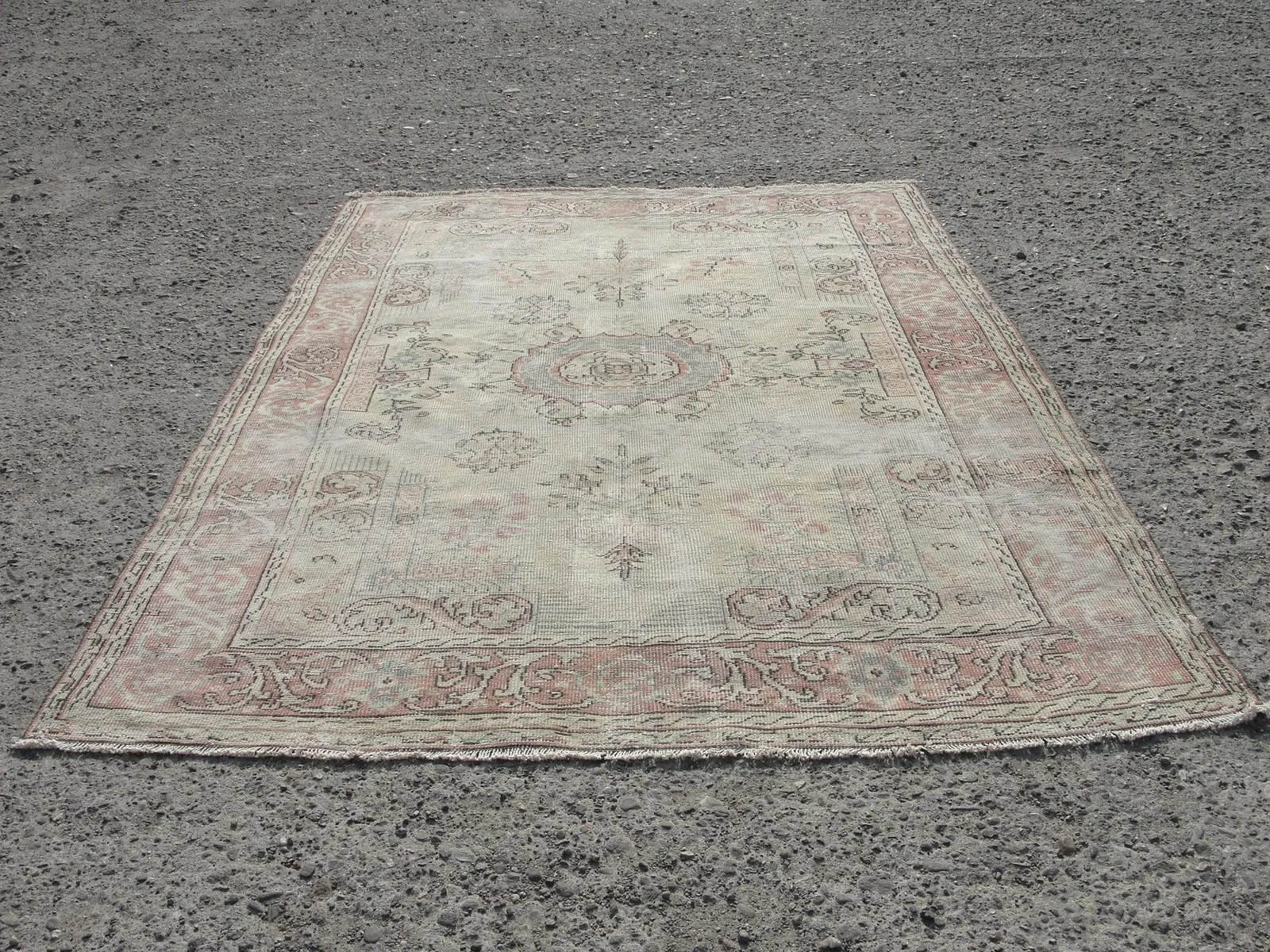 Hand Wowen Wool Turkish Rug, Oushak Rug,Vintage Oushak Rug,Beatifull Color Combination Turkish Retro - 11