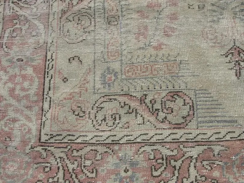 Hand Wowen Wool Turkish Rug, Oushak Rug,Vintage Oushak Rug,Beatifull Color Combination Turkish Retro - 4