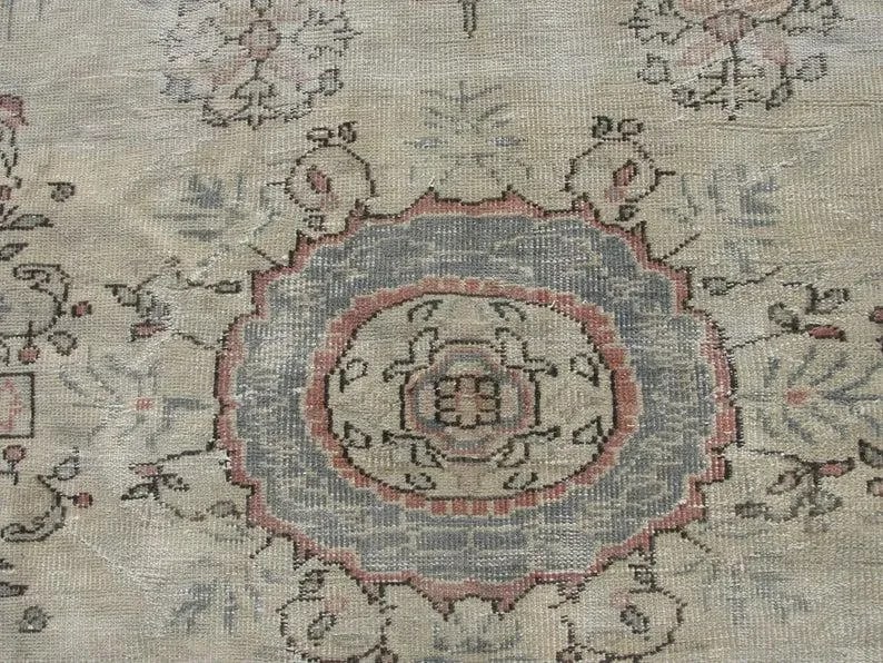 Hand Wowen Wool Turkish Rug, Oushak Rug,Vintage Oushak Rug,Beatifull Color Combination Turkish Retro - 8