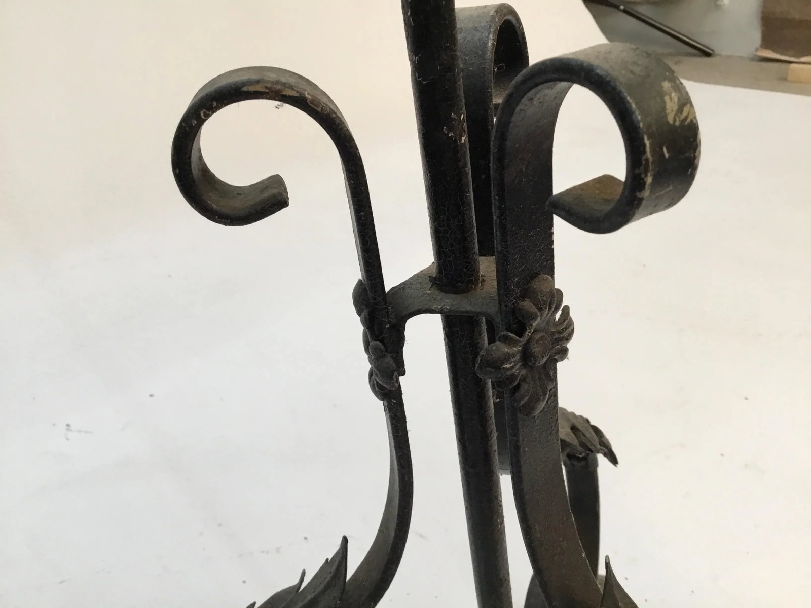 Antique Wrought Iron Floor Lamp - 7