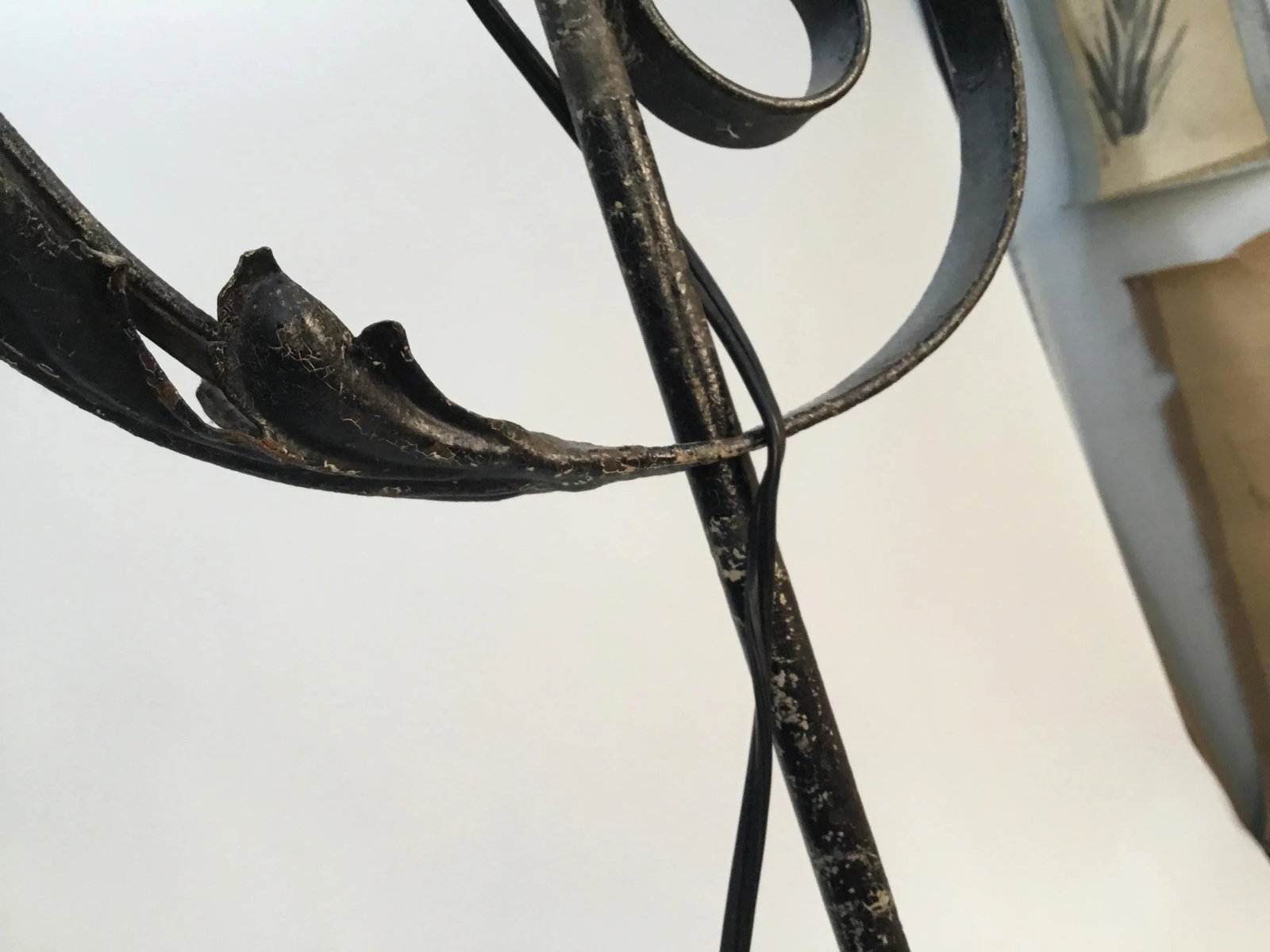 Antique Wrought Iron Floor Lamp - 9