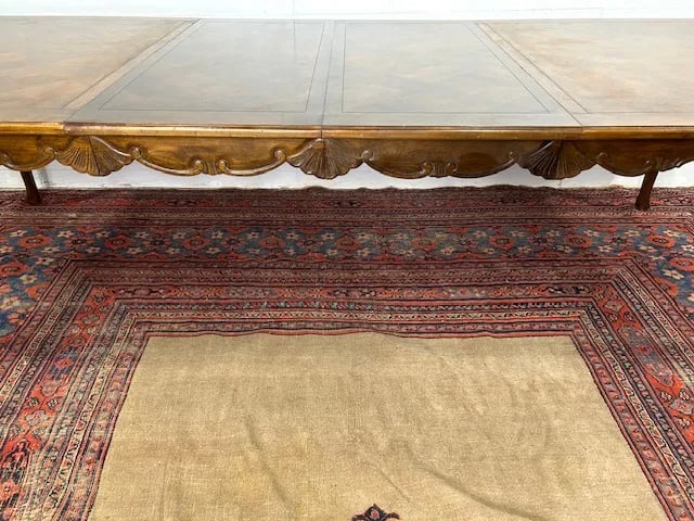 1960s Baker Furniture Queen Anne Style Parquetry Top Extension Dining Table - 10
