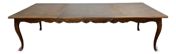 1960s Baker Furniture Queen Anne Style Parquetry Top Extension Dining Table (1 of 11)