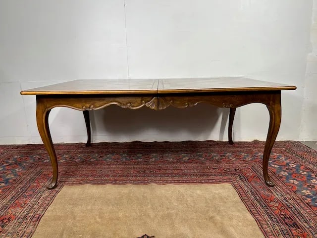 1960s Baker Furniture Queen Anne Style Parquetry Top Extension Dining Table - 5