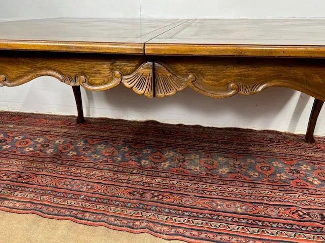 1960s Baker Furniture Queen Anne Style Parquetry Top Extension Dining Table - 6
