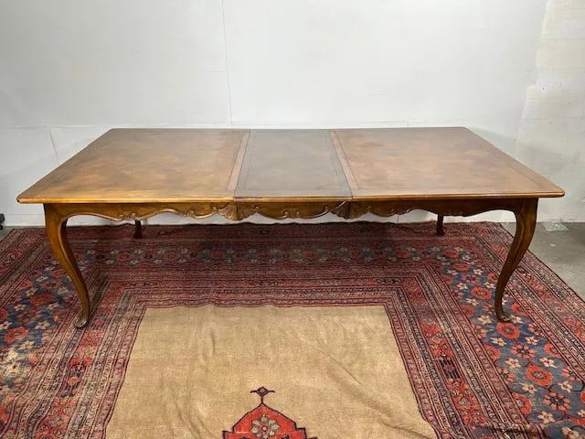 1960s Baker Furniture Queen Anne Style Parquetry Top Extension Dining Table - 7