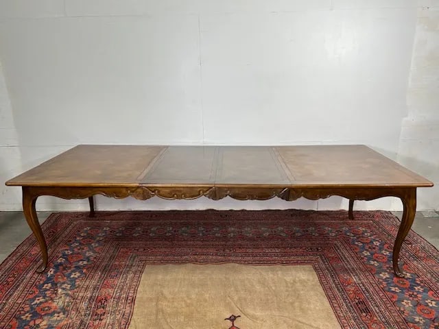 1960s Baker Furniture Queen Anne Style Parquetry Top Extension Dining Table - 8