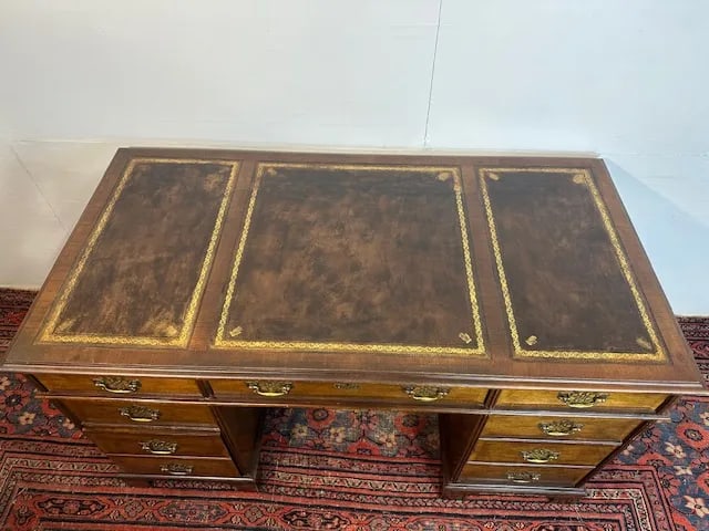 1970s Baker Furniture Leather Tooled Desk - 12