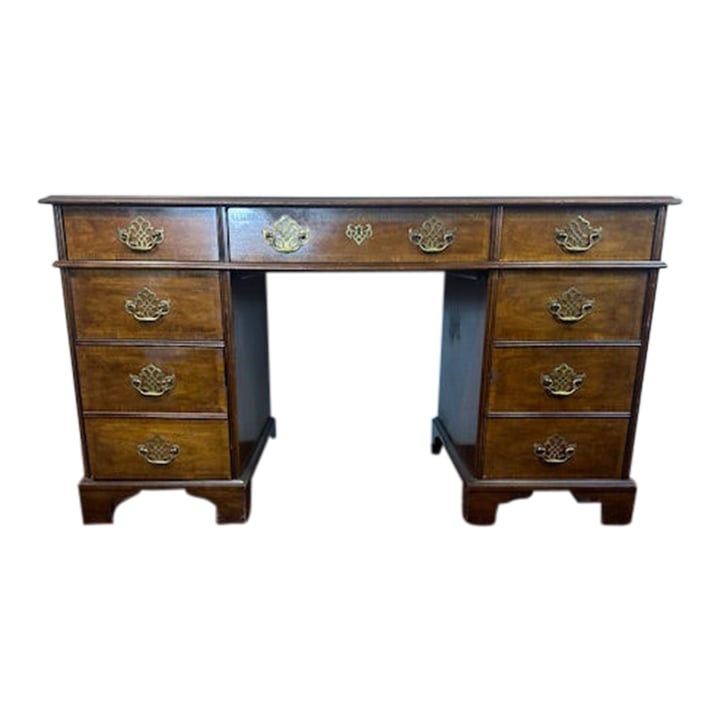 1970s Baker Furniture Leather Tooled Desk (1 of 12)