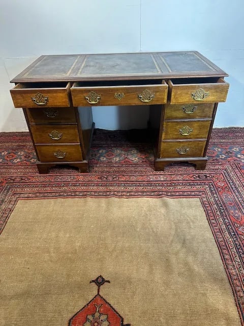 1970s Baker Furniture Leather Tooled Desk - 7