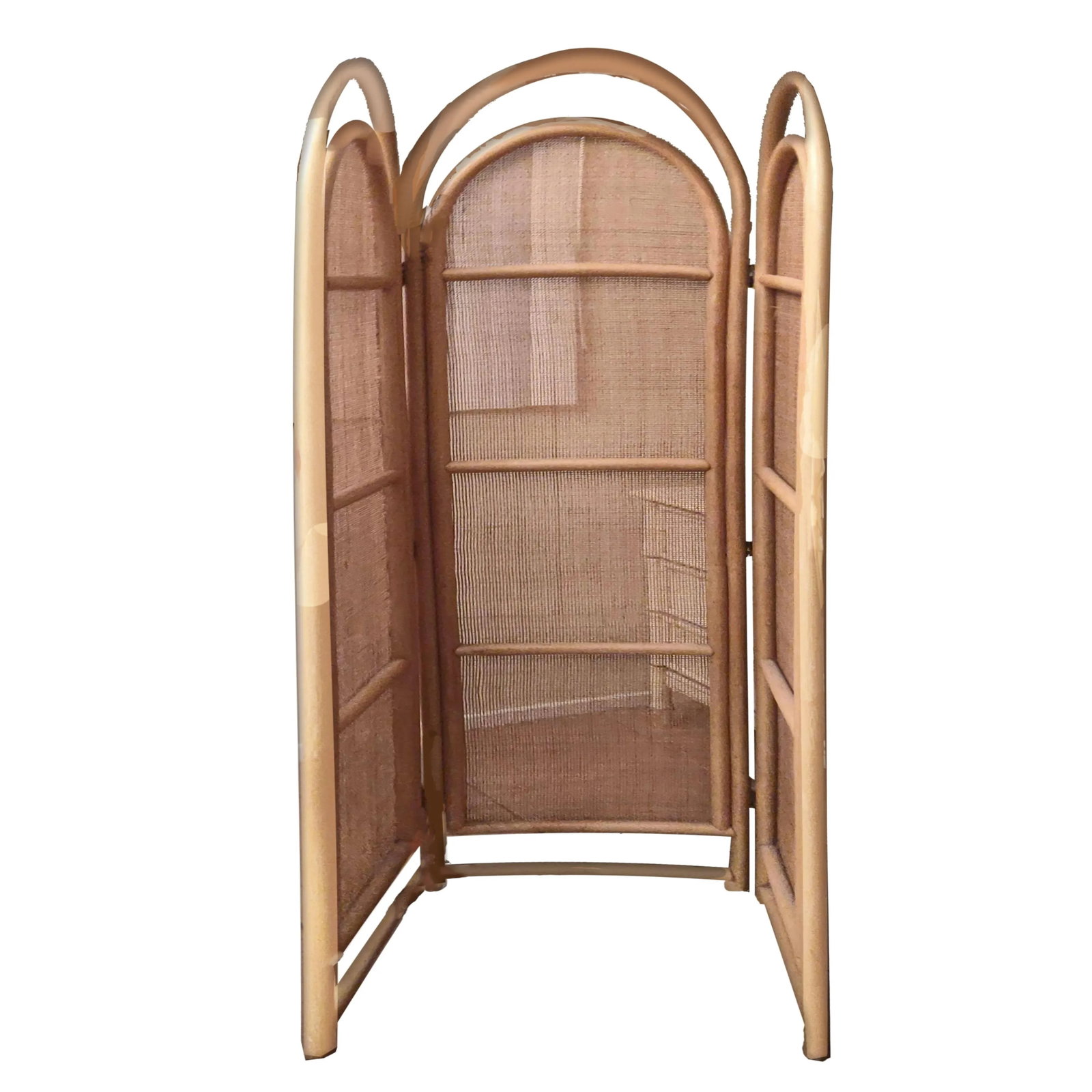 Sculptural Three-Panel Folding Screen Room Divider in Rattan and Wicker, 1960s - 2