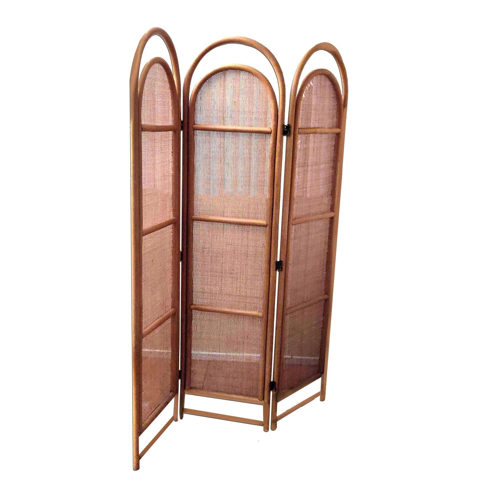 Sculptural Three-Panel Folding Screen Room Divider in Rattan and Wicker, 1960s - 3
