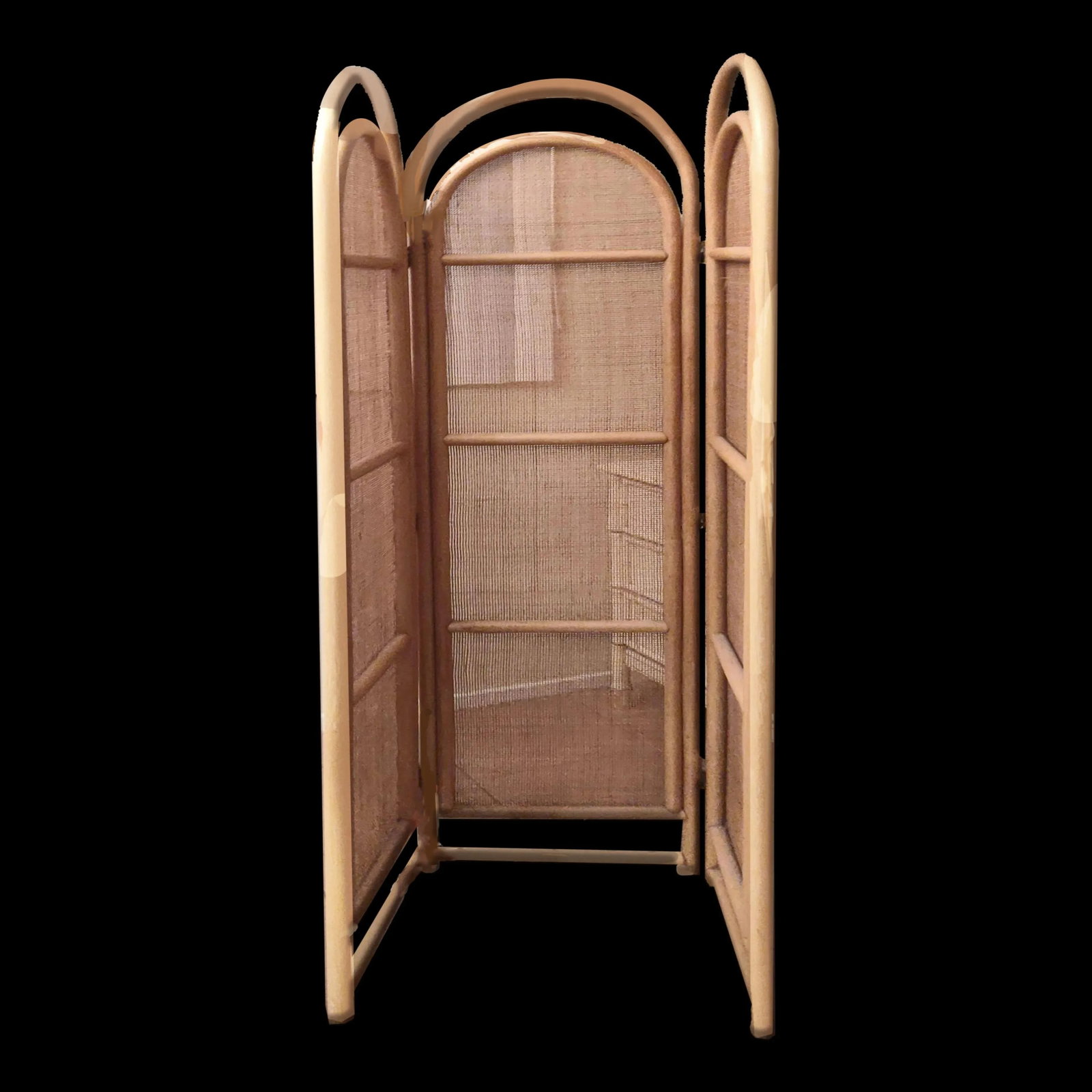 Sculptural Three-Panel Folding Screen Room Divider in Rattan and Wicker, 1960s - 8