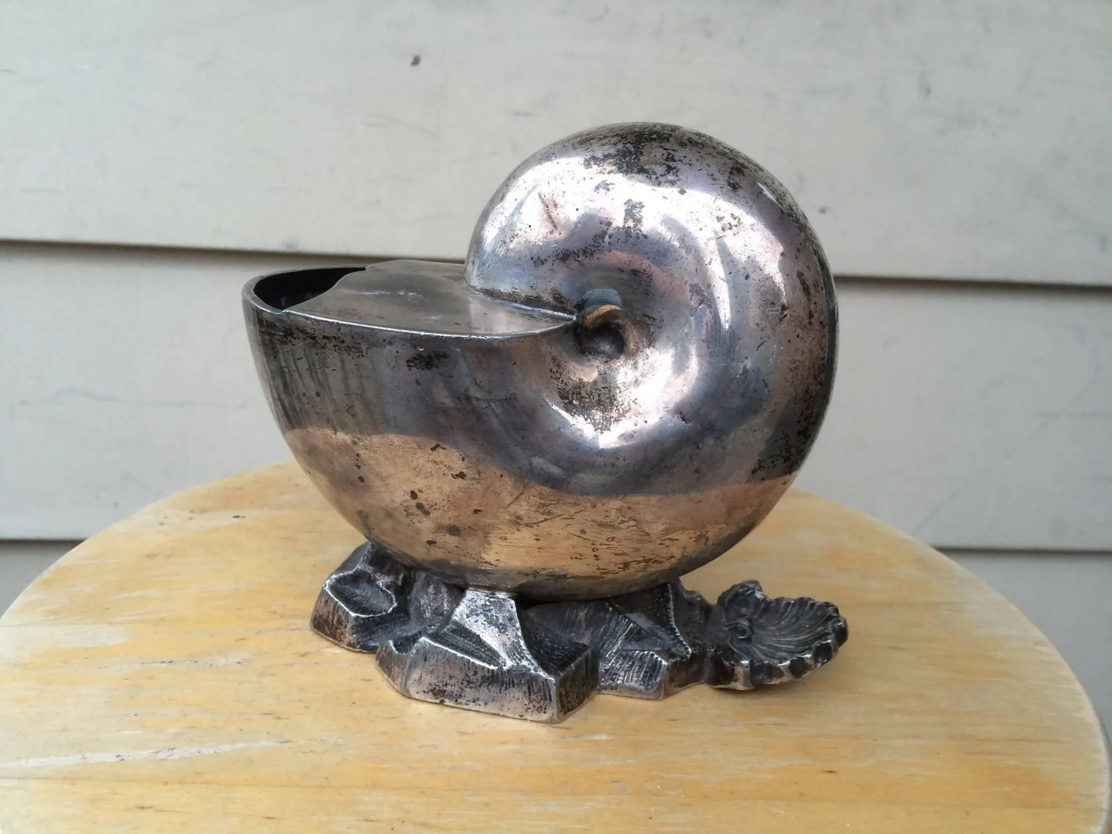 English Silver Plated Nautilus Shell Spoon Warmer - 2