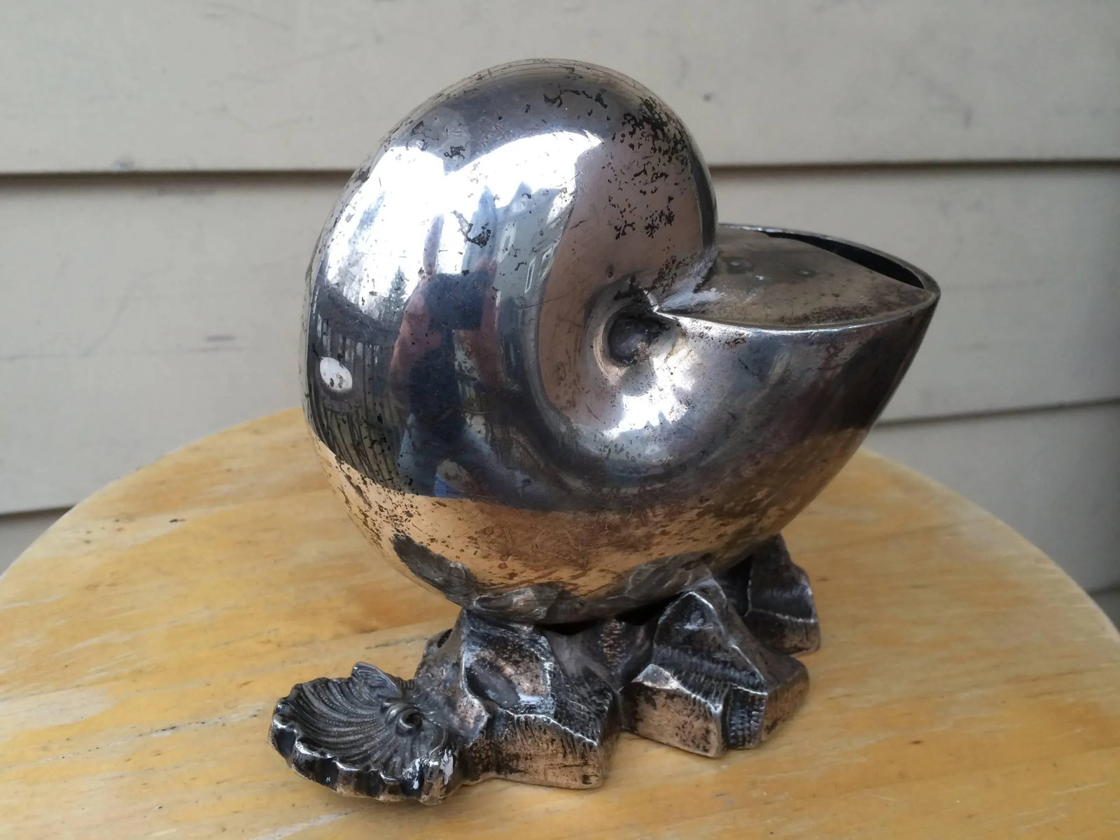 English Silver Plated Nautilus Shell Spoon Warmer - 4