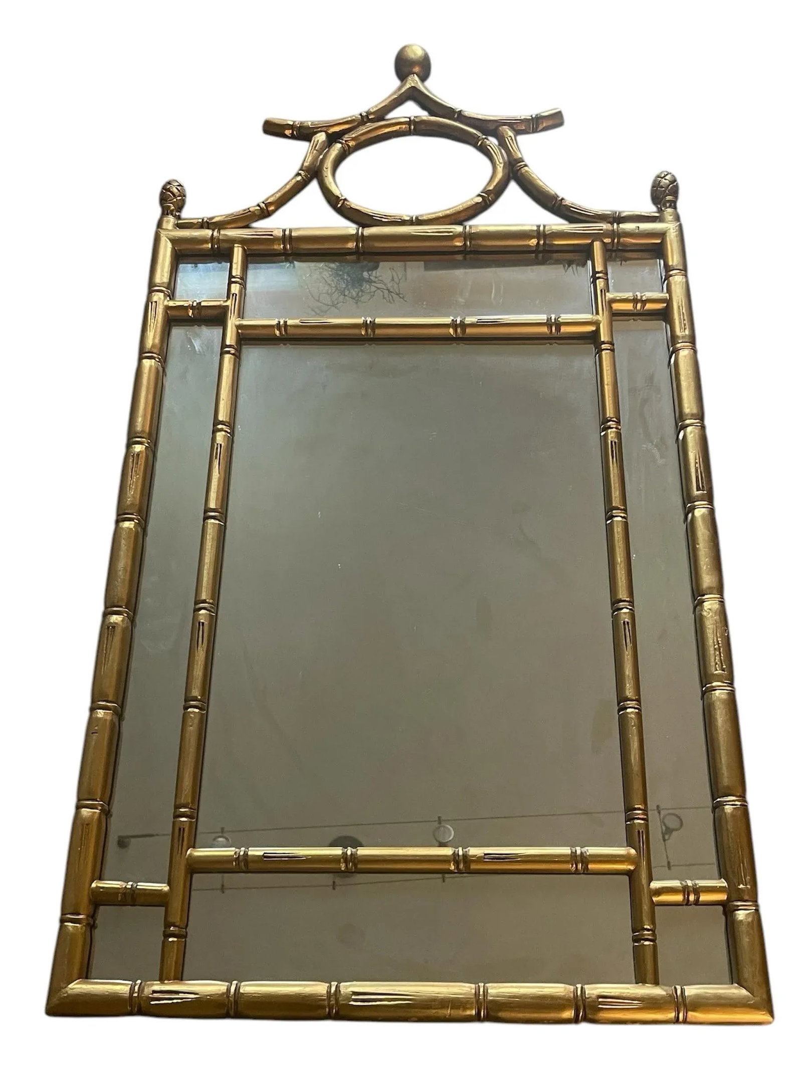 Hollywood Regency West Palm Beach Faux Bamboo Pagoda Mirror - 2