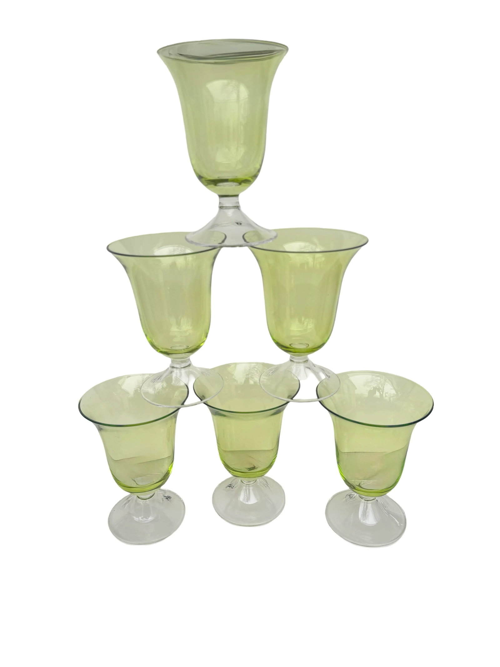 Set of Six Adriana Water Glasses, Green. - 3