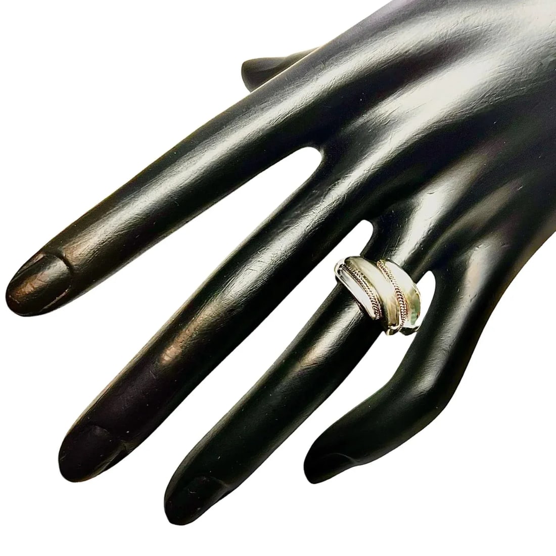 1990s Tiffany & Co Estate Shrimp Ring Size 5.25 14k Gold + Sterling Silver - 2