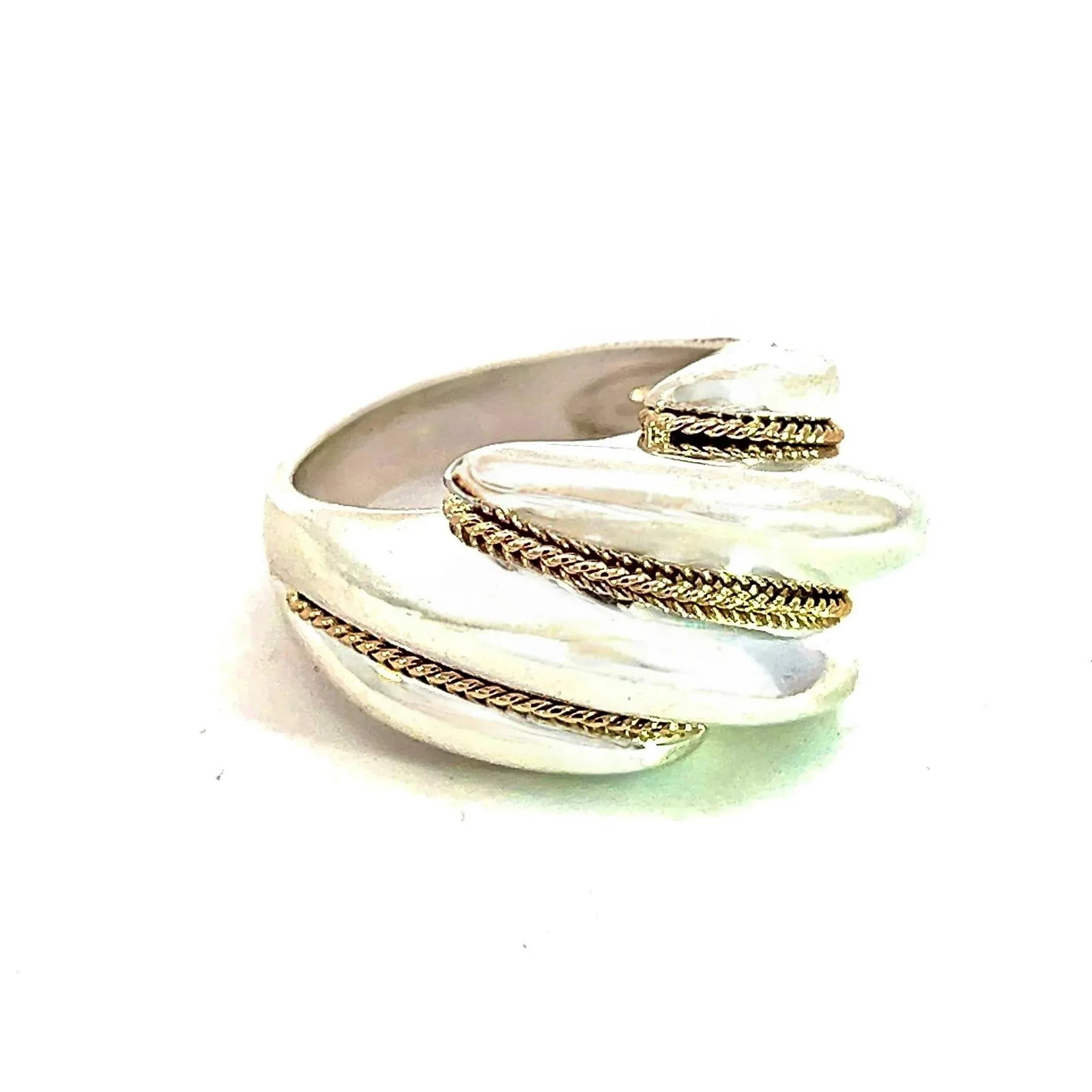 1990s Tiffany & Co Estate Shrimp Ring Size 5.25 14k Gold + Sterling Silver - 3