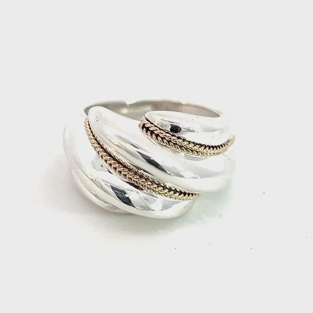1990s Tiffany & Co Estate Shrimp Ring Size 5.25 14k Gold + Sterling Silver - 6