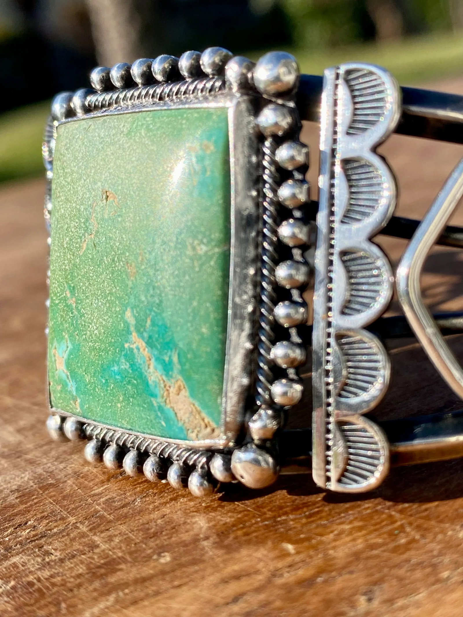 Navajo Sterling + Turquoise Cuff Bracelet - 3