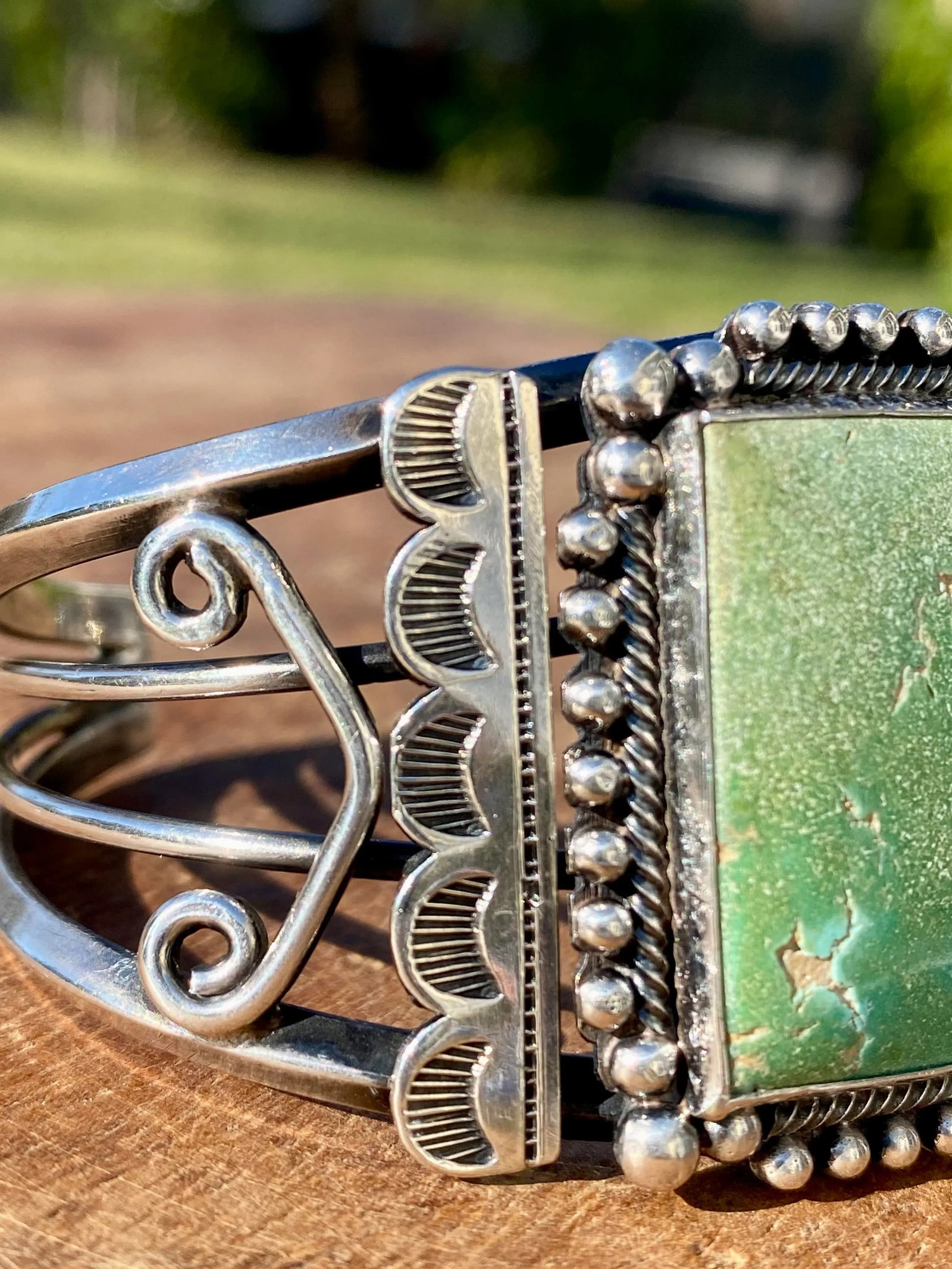 Navajo Sterling + Turquoise Cuff Bracelet - 4
