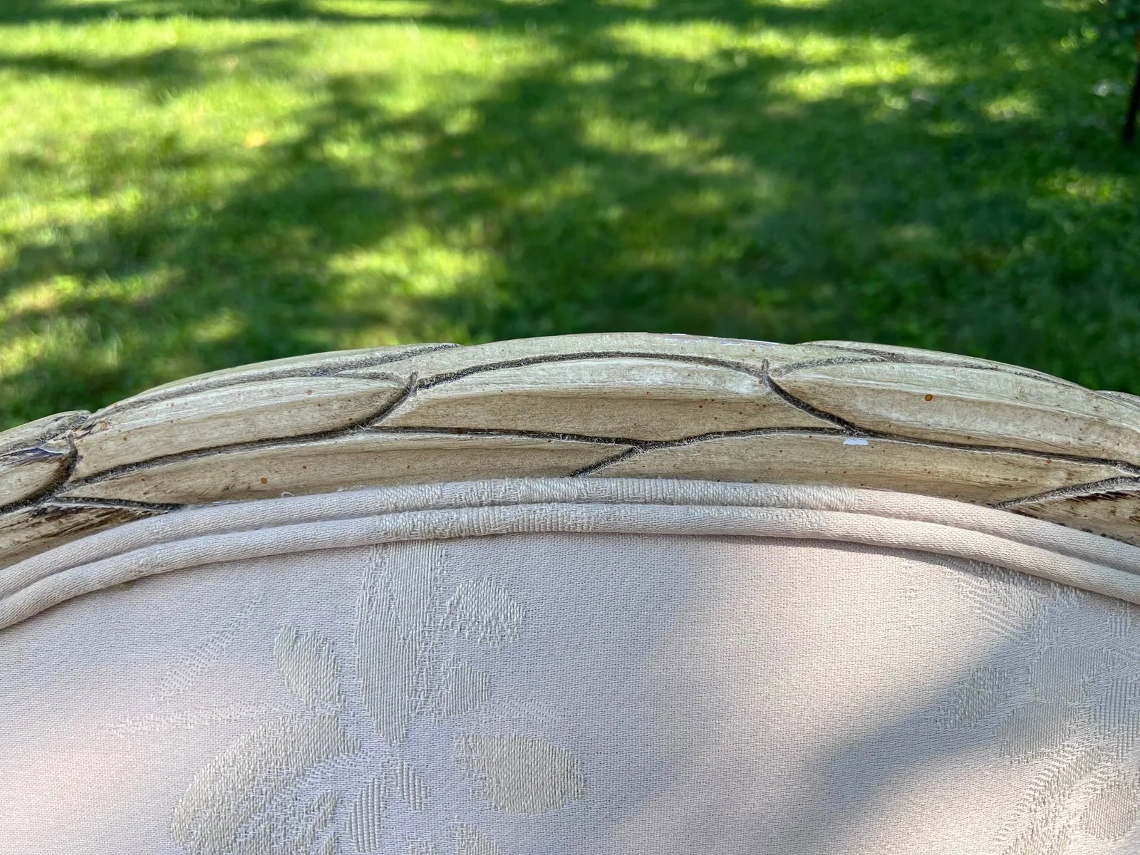MCM French Style Faux Bois Carved Cream Chairs - A Pair - 11