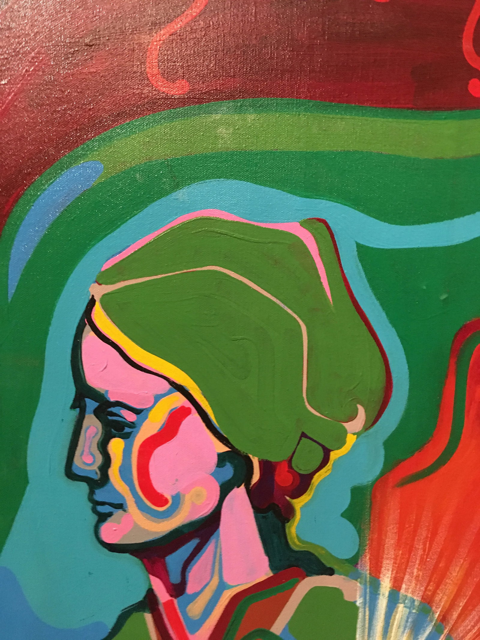 Vintage Mid-Century Colorful Figurative Abstract Oil on Canvas Portrait Painting - 6