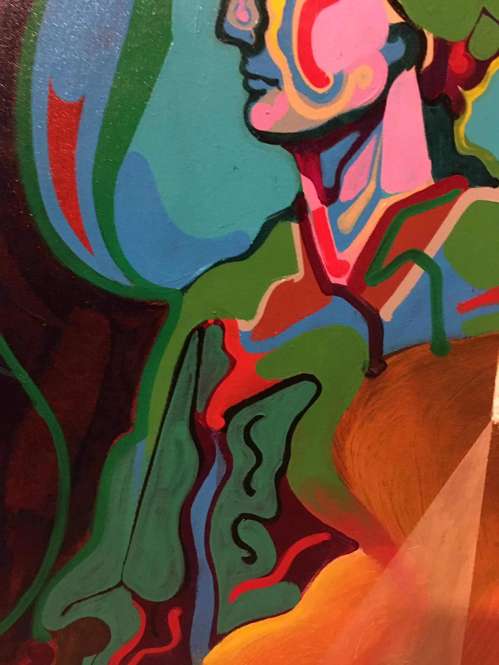 Vintage Mid-Century Colorful Figurative Abstract Oil on Canvas Portrait Painting - 7