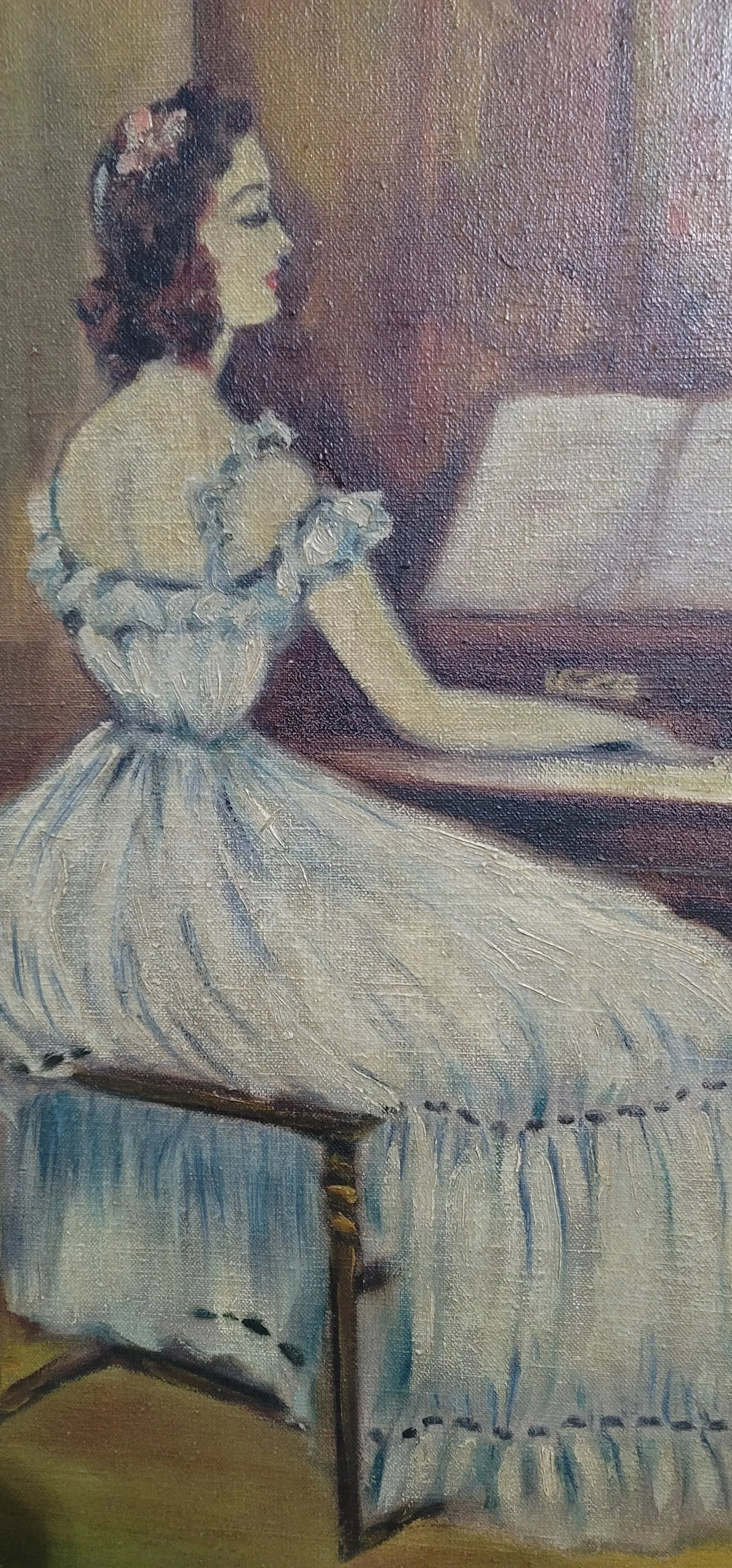 Le Feuvre 19th-Century Genre Painting Woman Playing the Piano Victorian, Framed - 6