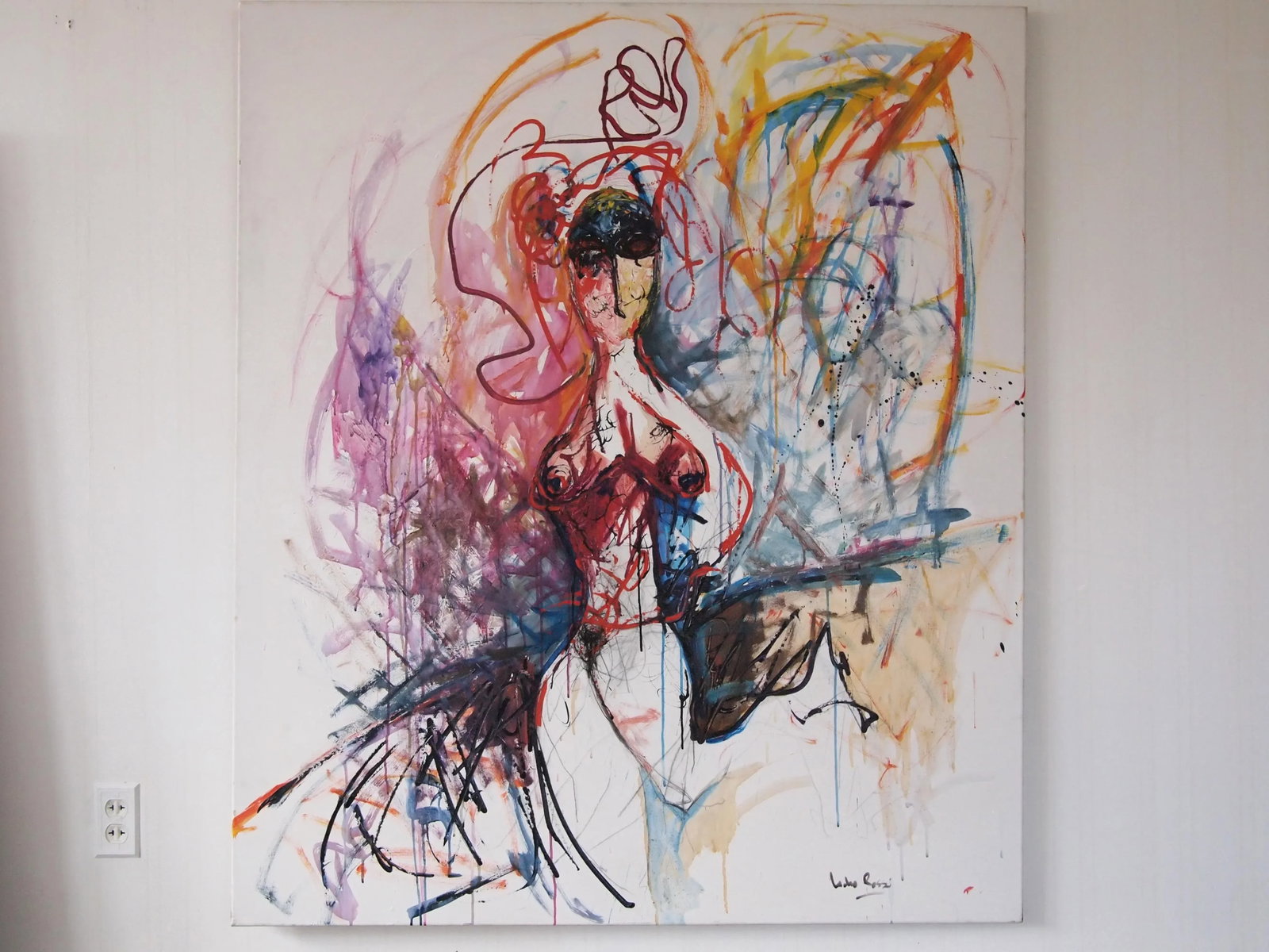 Original Lucho Rossi Large-Scale Abstract Expressionist Female Portrait Acrylic on Canvas Painting - 10