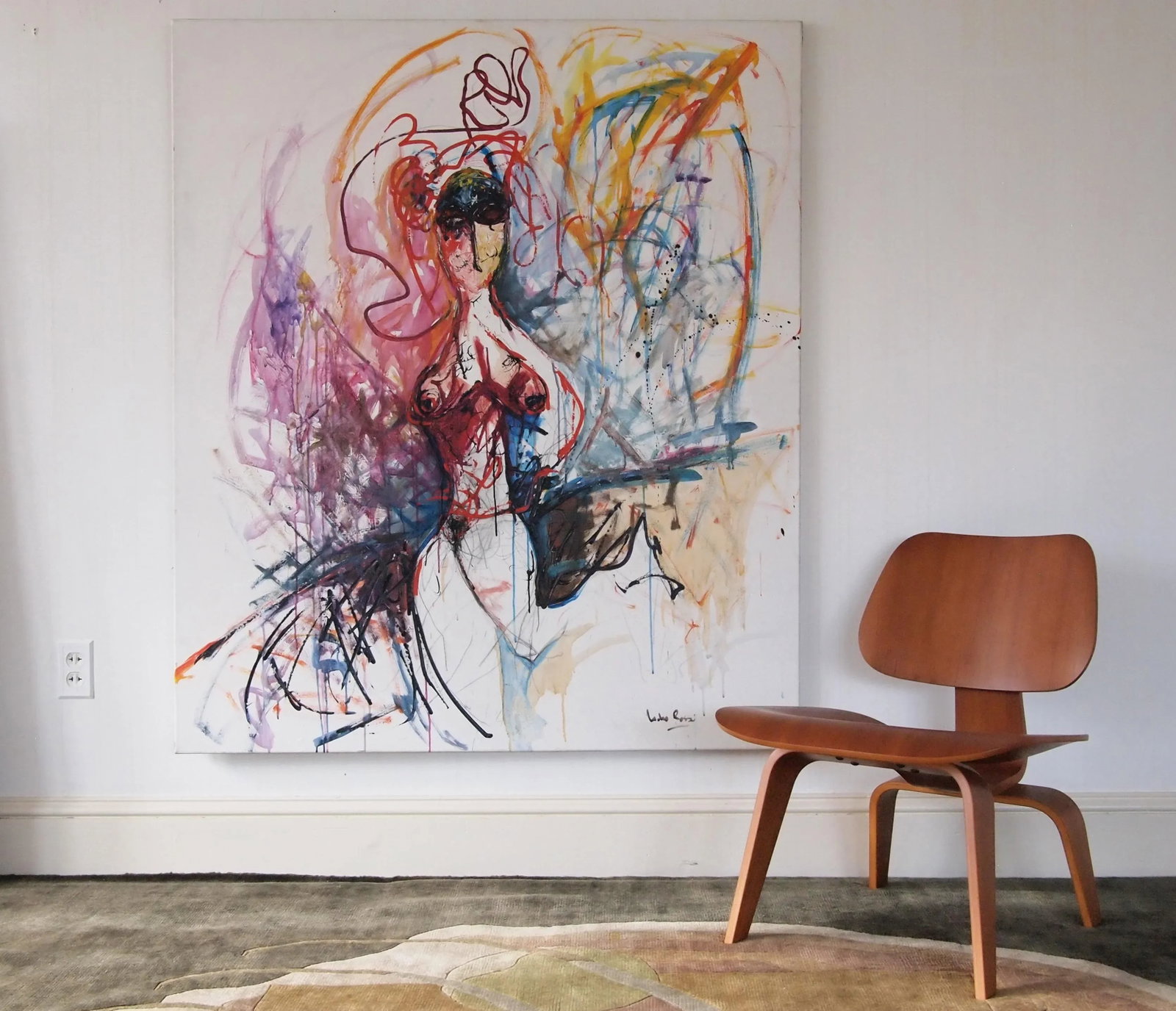 Original Lucho Rossi Large-Scale Abstract Expressionist Female Portrait Acrylic on Canvas Painting - 11
