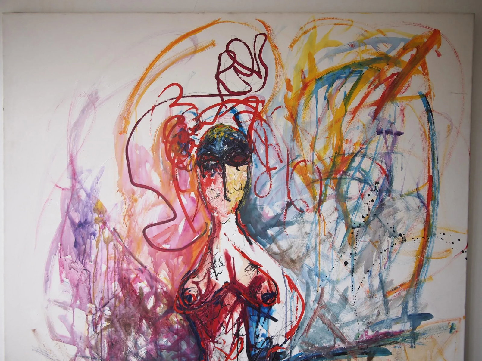 Original Lucho Rossi Large-Scale Abstract Expressionist Female Portrait Acrylic on Canvas Painting - 2