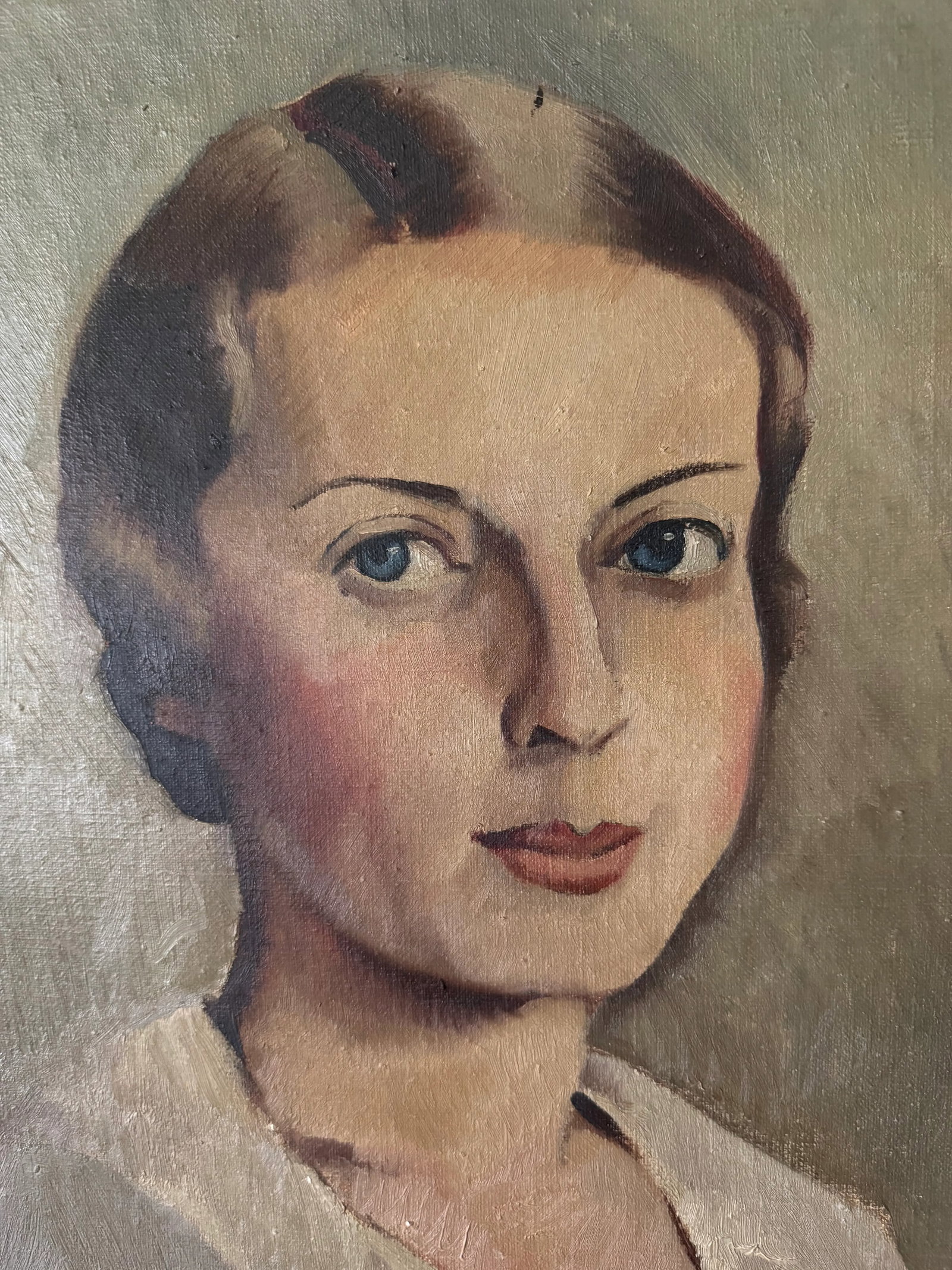 1930's Art Deco Portrait Painting of a Woman, Framed - 5