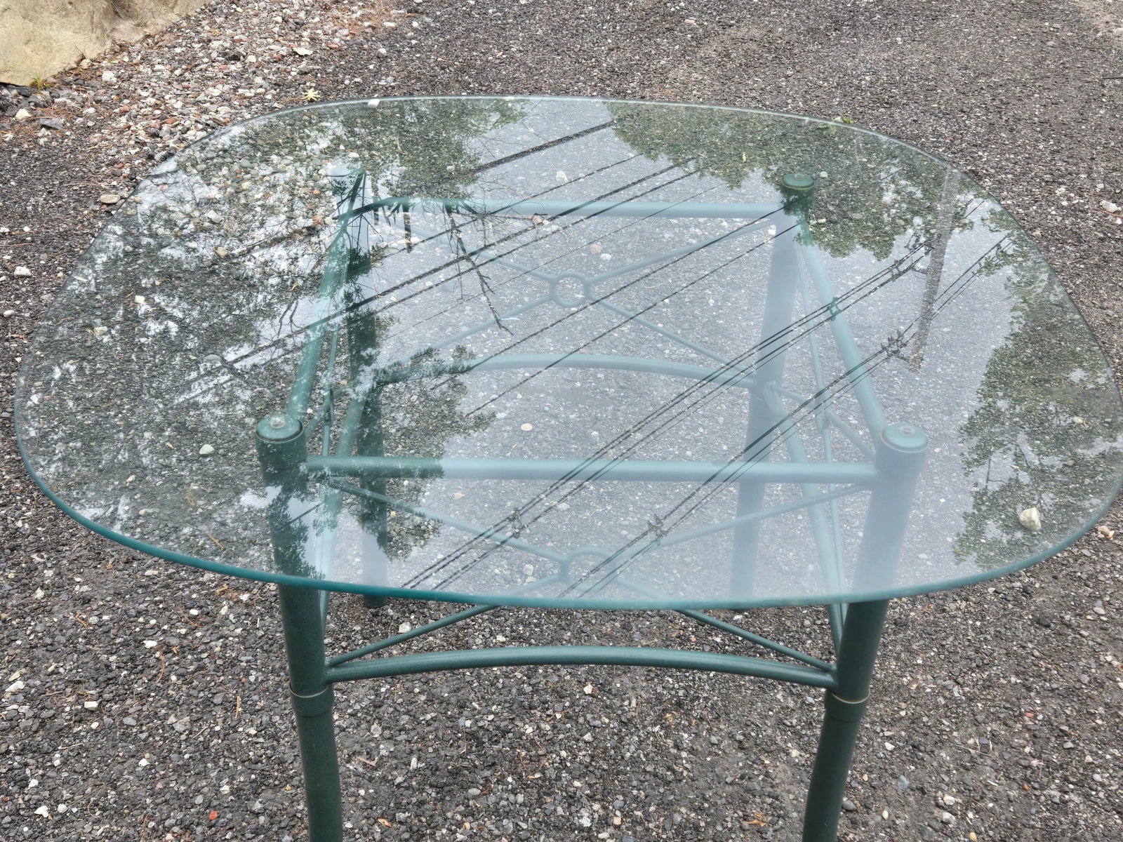 Vintage Wrought Iron Outdoor Patio Table With 4 Directors Chairs - 11