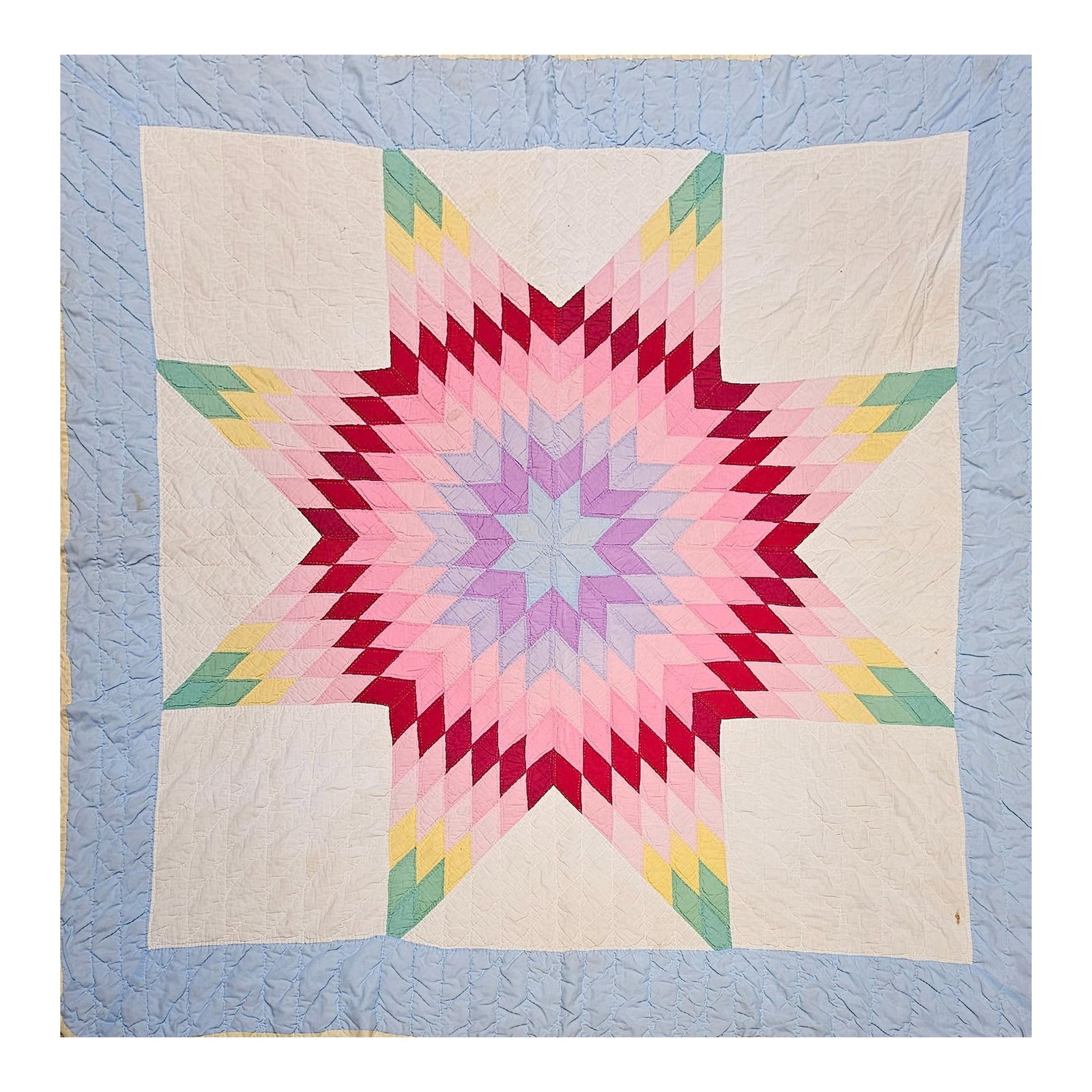 Vintage Hand-Stitched Lone Star Quilt, Early 20th Century (1 of 12)